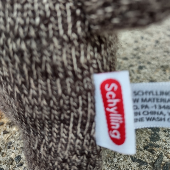 •Schylling Sock Monkey Yarn Red Hair 7" Brown Plush Stuffed Animal Baby Doll - Picture 4 of 12